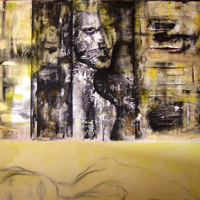 Pedro Fiol, Pensieri 2006, mixed media on canves, 100x100 cm